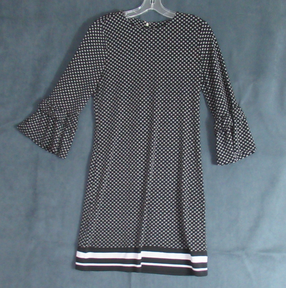 Michael Kors Dress Womens XS Black Geometric Flutter Sleeve Summer Preppy